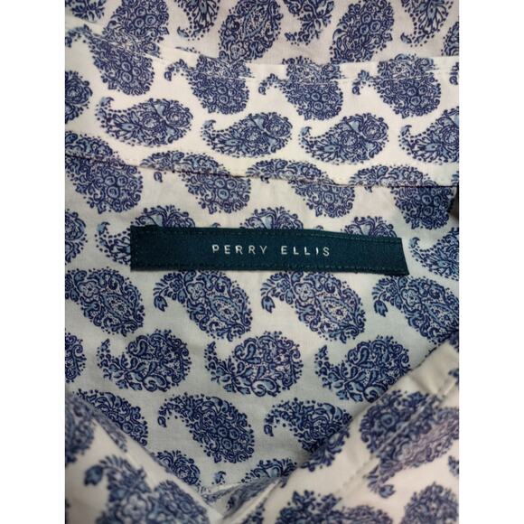 Perry Ellis Shirt Men's 2xl Button Front‎ Long Sleeve Blue - Picture 5 of 8